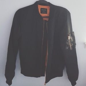 Designer black bomber jacket ♡